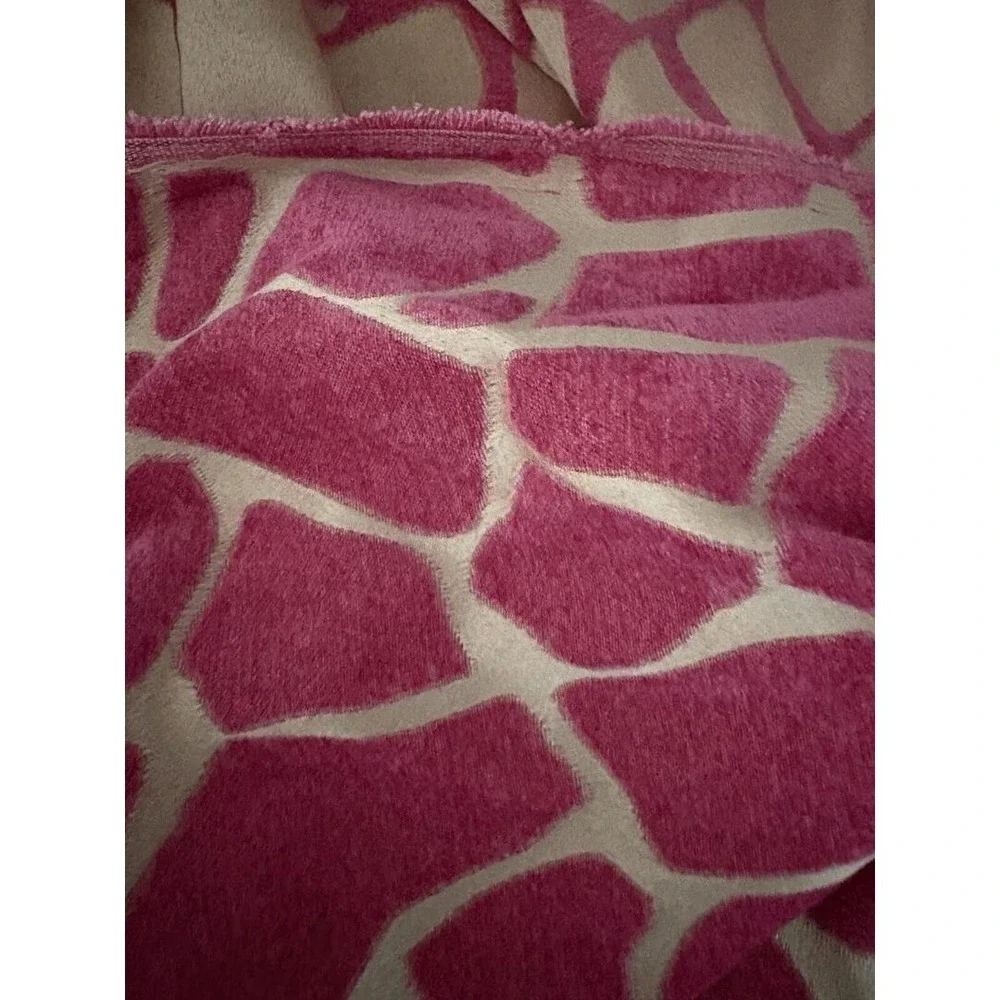 Remnant Fabric Giraffe Chenille Hot Pink Magenta Gold Silky Sew Craft Upholstery